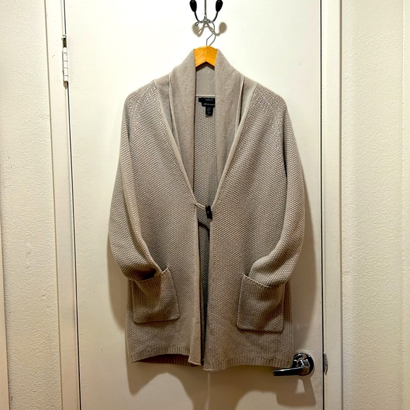 TAHARI 100% 2 Ply Cashmere Shawl Sweater Coat - Picture 2 of 6